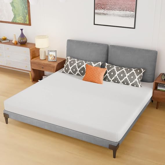 PayLessHere | 6 Inch King Mattress | Medium Firm Base Foam Mattress | Removable Washable Zipper Cover | Breathable & Comfortable | White | Bed in a Box | CertiPUR-US Certified