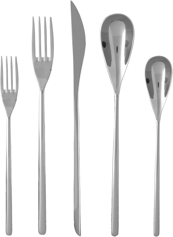 FORTESSA Dragonfly 18/10 Stainless Steel Flatware, 20 Piece Place Setting With Table Knives, Forks and Spoons (Service For 4), Dishwasher Safe, Polished