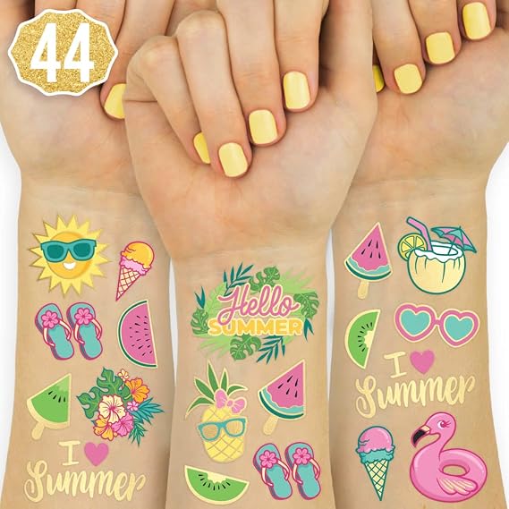 xo, Fetti 62pc Summer Pool Temporary Tattoos | Beach Party Birthday Favors
