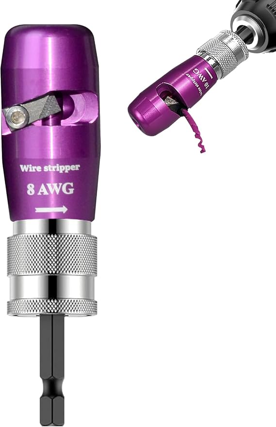 Luckyway Wire Stripper for Drill, Premium American Standard Wire Stripper The Perfect Companion for Your Power Drill (Colorful, Purple - 8AWG)