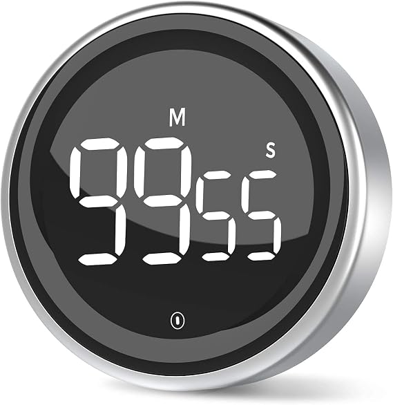 LIORQUE Digital Kitchen Timer, Magnetic Countdown Countup Timer with Large LED Display, 2 Brightness Levels, 3 Volume Levels, Productivity Timers for Classroom Cooking Fitness