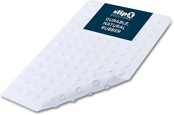 SlipX Solutions Anti Mold Rubber Non Slip Bathtub Mat, 14x22, White