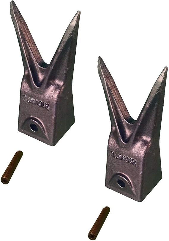 2 - Hensley Style Twin Tiger Rock Bucket Teeth w Roll Pins - X156WTL, P156