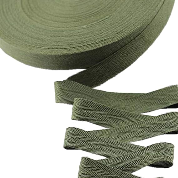 50 Yards Width 3/4inch Cotton Ribbon Herringbone Webbing Trim Fabric Twill Tape Tapestry for Bias Binding Gift Wrapping Wedding Embellishment Sewing Craft (Army Green)
