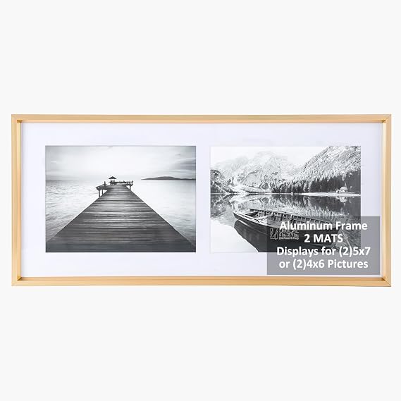 5x7 2-Opening Gold Aluminum Picture Frame