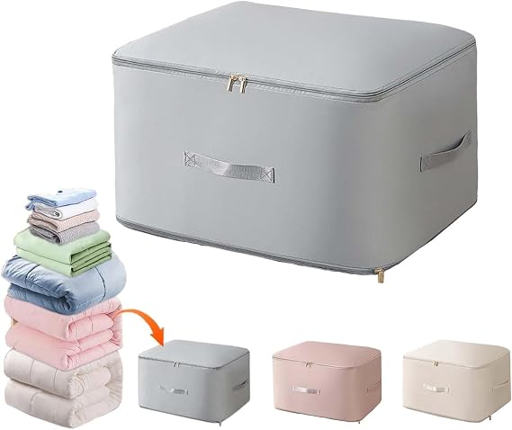 Pyrrhiax Ultra Space Saving Self Compression Organizer,Blanket Organizers And Storage,Space Bags, Organizer Bags for Comforters,Clothes,Winter Clothes Storage (Gray, L(54 * 42 * 30CM))