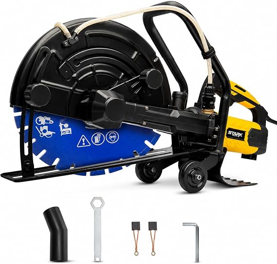 XtremepowerUS 3200W Electric 16" Circular Saw Concrete Saw Wet/Dry Concrete Cutter 20AMP With Water Line Attachment Wet Concrete Saw (Blade Included) Ideal for DIY House, Foundation