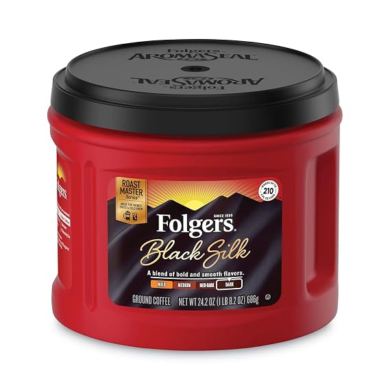 Folgers Black Silk Dark Roast Ground Coffee, 24.2 Ounces