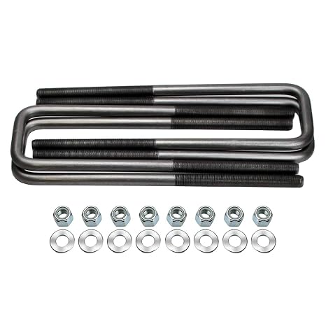 Square U Bolts for 3" Wide Leaf Springs 15 1/8" Long 3/4" Dia Set of 4