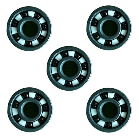 Full Ceramic 608 Bearing ZrO2/Si3N4 Ceramic Inline Speed Skates Bearings 7 Beads 608RS Fast Bering(16 pcs Black Ceramic)