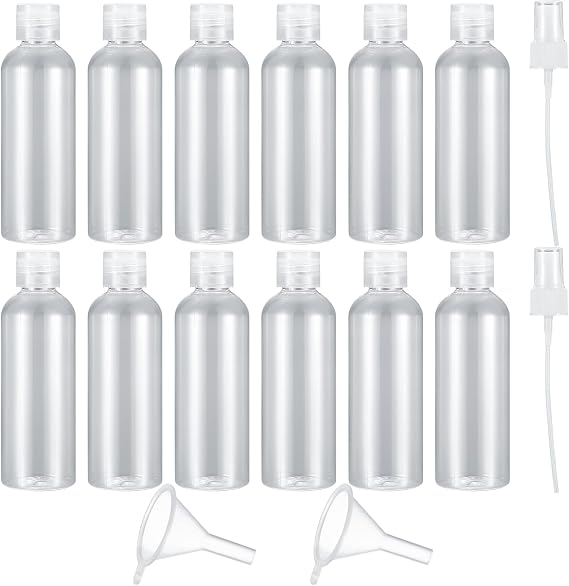 12 Pcs 100ml Plastic Travel Bottles Set with Funnels