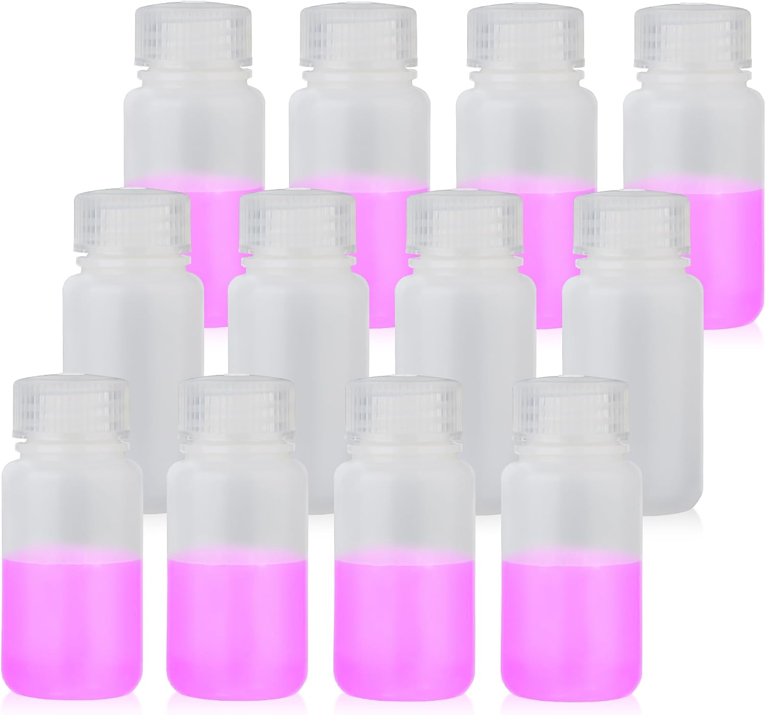 Round Plastic Reagent Bottle HDPE Wide Mouth Plastic Bottle, 12pcs of 60ml Sample Sealing Storage Container for Laboratories, Classrooms, or Storage at Home, LVAN001