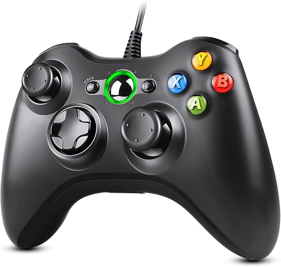 Controller for Xbox 360 - Wired Gamepad with USB Cable Vibration Feedback & Precise Analog Sticks - Compatible with PC/Windows 11/10/8/7/XP Instant Plug and Play Function