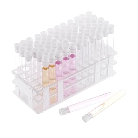 PATIKIL 60 Holes Test Tube Rack Set Plastic Test Tube Holder Stand White