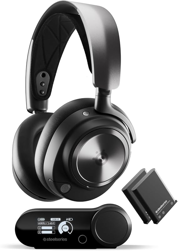 SteelSeries Arctis Nova Pro Wireless - Multi-System Gaming Headset- Unlimited Battery Life; 2 Hot-Swap Batteries - Premium Drivers - ANC - ClearCast Gen2 Mic - PC, PS,Switch, Mobile - Black