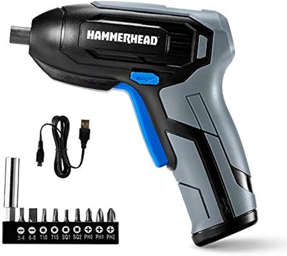 Hammerhead Rechargeable 4V Cordless Screwdriver with 9pcs Bit HCSD040