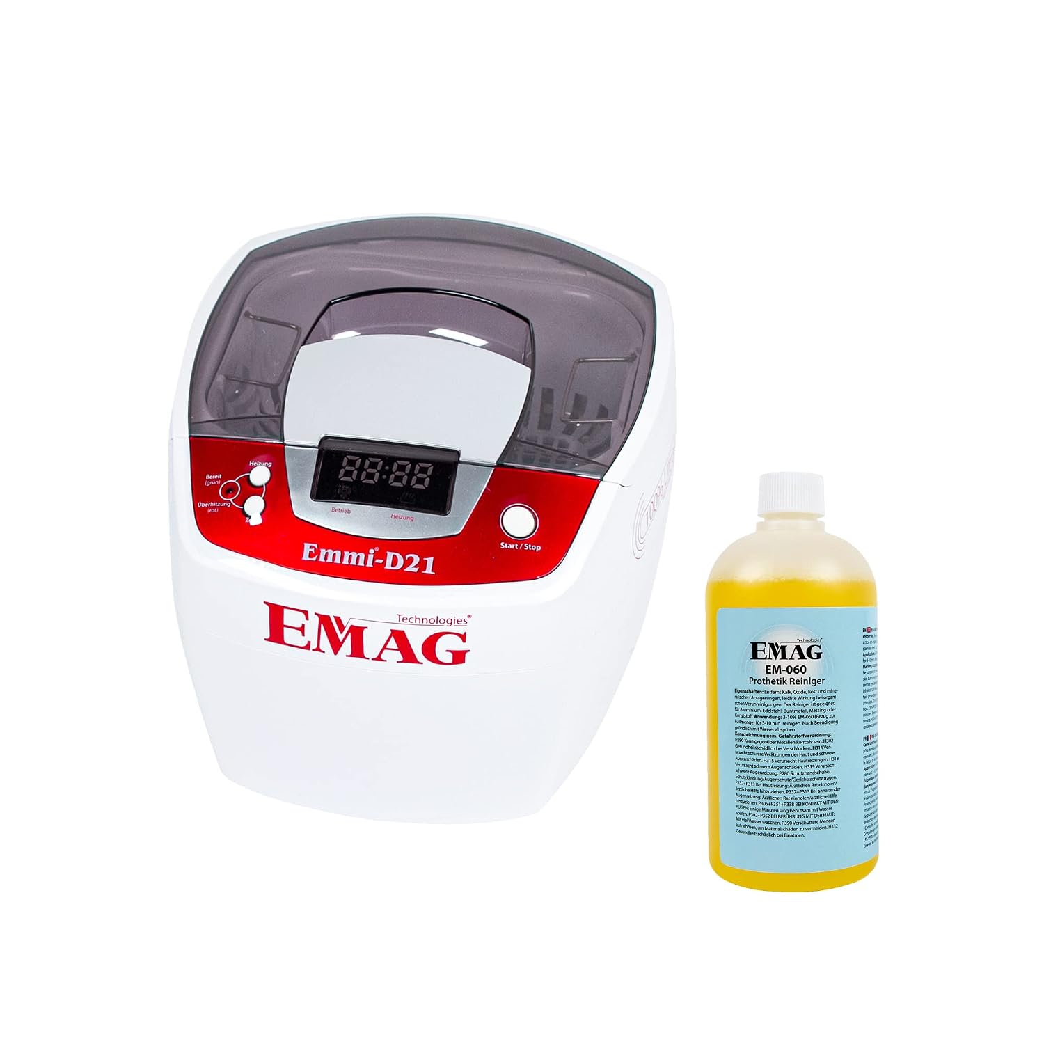 EMAG Ultrasonic Cleaner D21 - Glasses Cleaning Device & Jewellery Cleaner Also for Dental Products & Watches Powerful Ultrasonic Cleaning Device from Germany - Thorough & Gentle Cleaning