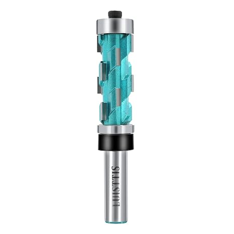 Flush Cut Router Bit, 1/2 inch Shank Carbide Double Bearing Router Bit Flush Trim Router Bit Template Bit for Wood MDF(4-1/8")