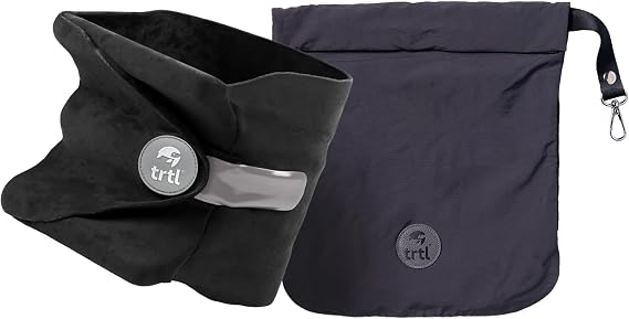 trtl Pillow - Scientifically Proven Super Soft Neck Support Travel Pillow - Machine Washable - Black