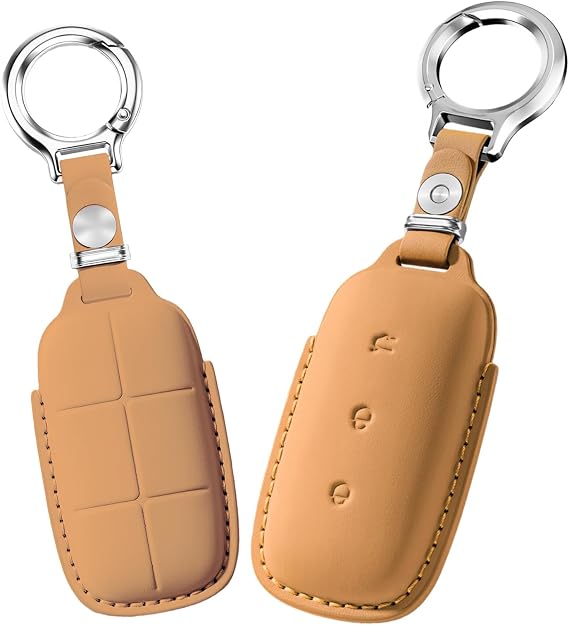Leather Key Fob Cover Compatible with Geely Galaxy E5 Xingyao 8 L6 L7 E5 Sailing Edition Cityray Proton e.MAS 7 Key Controller Protective Cover Decoration Key Holder Orange