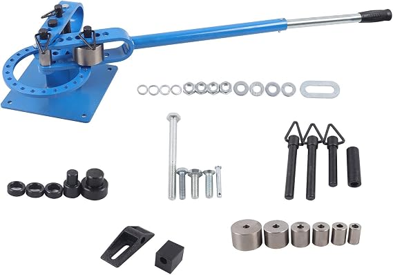 Manual Pipe Bender, Aluminum Alloy Pipe Bending Machine with 7 Dies(1-3inch) & 44Inch Long Handle, Maximum Bearing Width 8MM, Storage Width 48MM, Heavy Duty Tube Rod Pipe Bender Kit