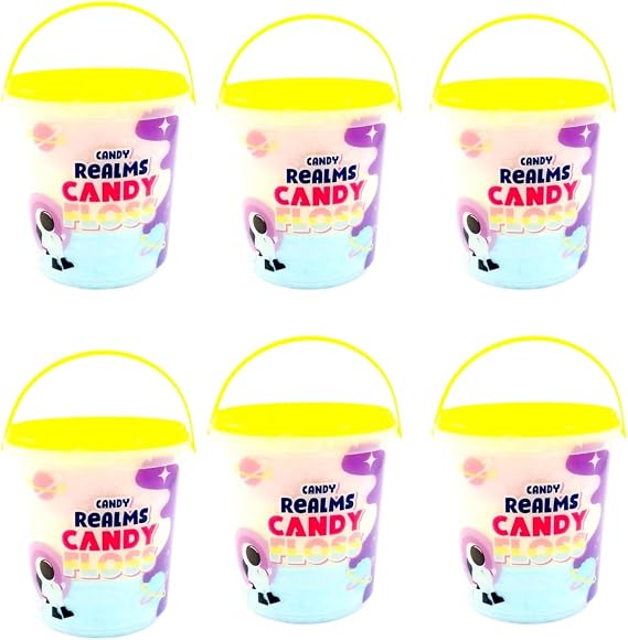 Candy Floss Clouds Fruit Flavored Cotton Candies Bucket Great for Kids Adults Parties Gift (Pack of 6)