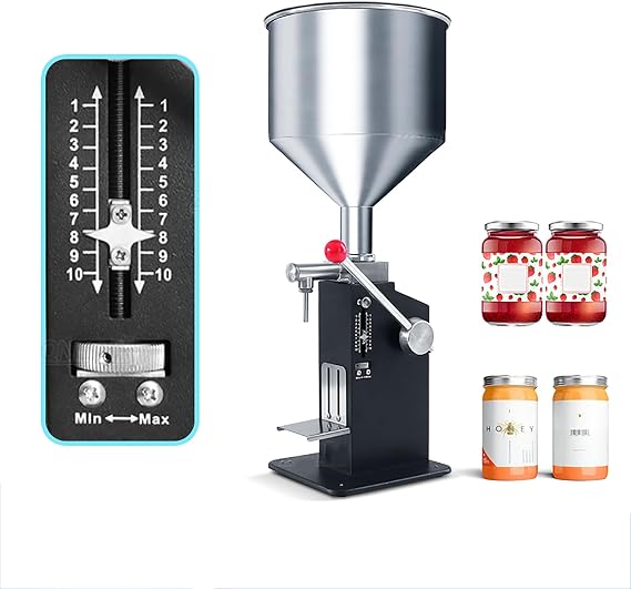 Manual Filling Machine, 5-100ML Small Paste Liquid Dual-Purpose Filling Machine with Quantitative Scale Tray, Food Packaging Machine for Cream Cosmetics Honey Sauce Peanut Butter Etc.