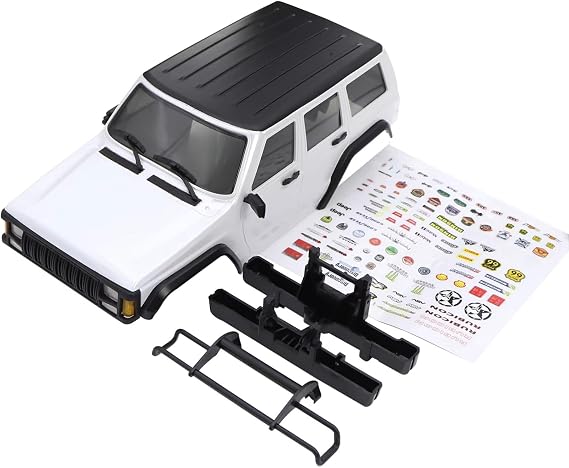 Rc Upgrade Components For TRX4M For Bronco For Defender ABS 1/18 6.10in Wheelbase Hardtop For Cherokee Body Shell Kit With Front Rear Bumpers RC Crawler(White)