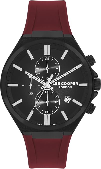 Lee Cooper Men's PE933 Movement Watch, Multi Function Display and Silicone Strap - LC07854.658, Red