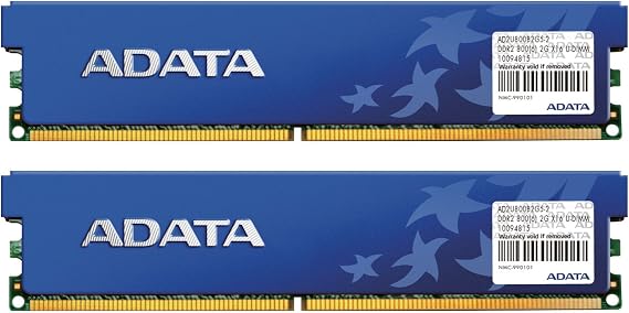 ADATA DDR2 800Mhz 4GB Kit 2 x 2GB CL5 Desktop Memory with Heat Spreader AD2U800B2G5-DRH
