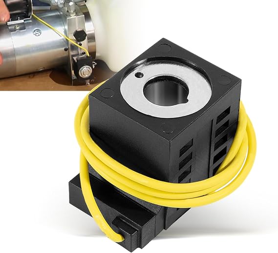 10226-08 10VDC Solenoid Coil fit for Hydraulic Power Units for Dump Trailers, 25W, Single Lead Yellow Wire for Series 08 Solenoid Valve