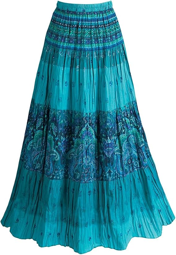 CATALOG CLASSICS Womens Peasant Skirt Boho Skirts for Women Long Tiered Skirt