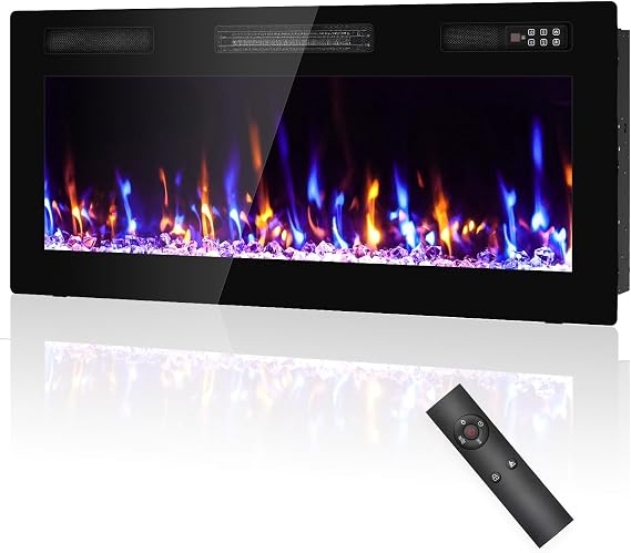 40" Ultra Thin Electric Fireplace Recessed Wall Mounted