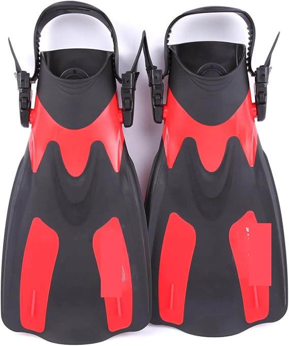 Adjustable Swimming flippers， Adult Short Scuba Snorkeling Shoes Trek Foot Flipper Diving Flippers Diving Fins with Heel