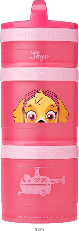 Whiskware Paw Patrol Stackable Snack Containers for Babies, Kids. and Toddlers, 3 Stackable Snack Cups for School and Travel, Backpack and Cupholder Friendly, Skye