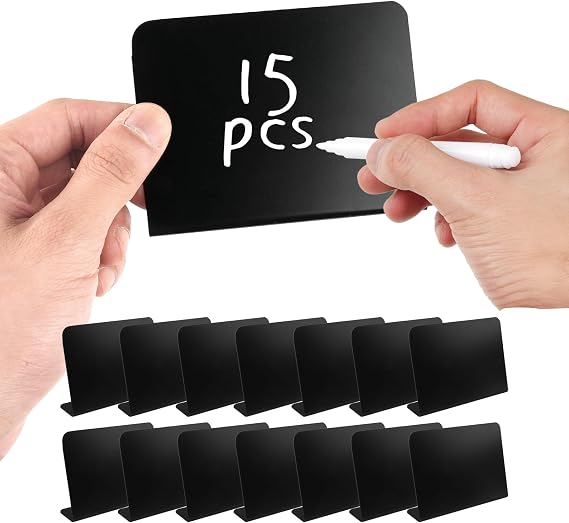 15 PCS Mini Chalkboard Signs, Small Food Labels for Buffet, PVC Price Tags