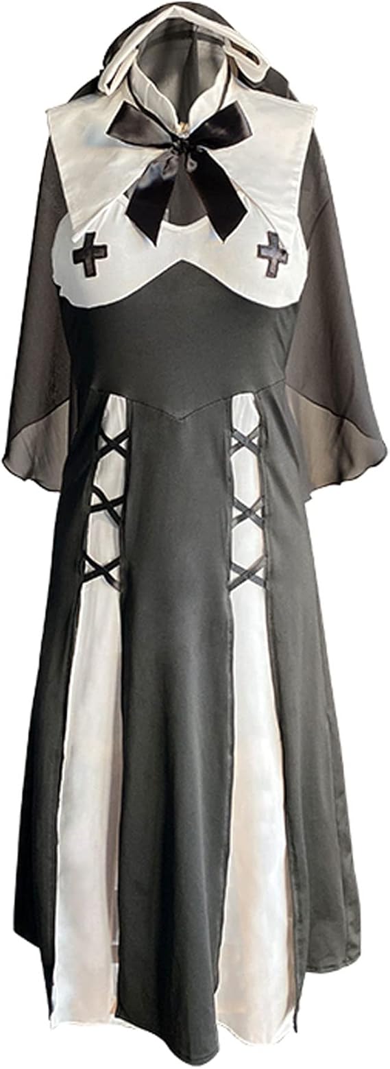 SINMIUANIME Women Lingerie uniform ladies Lingerie cross collar sexy tassel black and white nun cosplay Lingerie suit