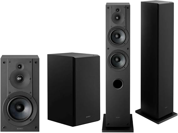 Sony SS-CS3M2 3-Way Floorstanding Single Speaker System Bundle (Pair) | Super Tweeter, Hi-Res Audio, (4 items)