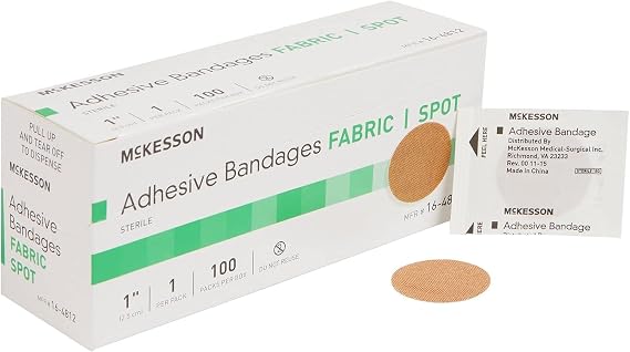 MCKESSON Adhesive Spot Bandage Medi-Pak Performance Fabric 1" Diameter Round Tan (#16-4812, Sold Per Box)