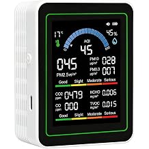 10 in 1 Indoor Air Quality Monitor, Portable Smartair Indoor Air Quality Tester, Portable Real-Time Detector, with AQI Fit for Home Cars Hotel Plants and Pets-White