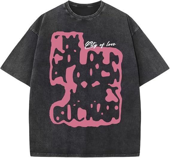 Oversized Graphic Tees Men y2k Acid Wash Vintage Unisex Tshirt Baggy Grunge Streetwear Shirts Aesthetic Tshirts Tops(Black,XL)