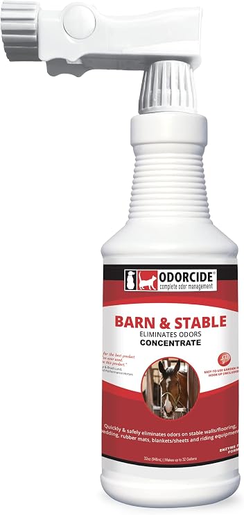 Odorcide Barn & Stable Odor Eliminator for Strong Odor Cattle & Horse Supplies to Remove Odors Animal-Safe All Surfaces Deodorizer Non-Enzymatic Odor Neutralizer Horse Barn Supplies (32 oz)