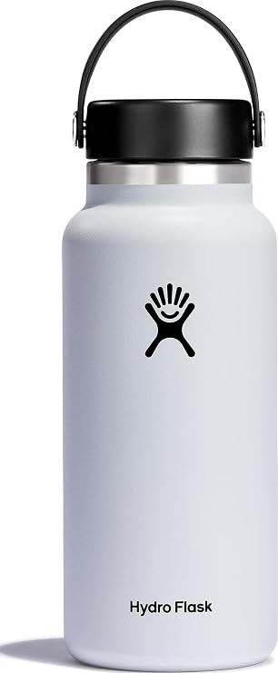 Hydro Flask - Water Bottle 946 ml (32 oz) - Vacuum Insulated Stainless Steel Water Bottle with Leak Proof Flex Cap and Powder Coat - Wide Mouth - White