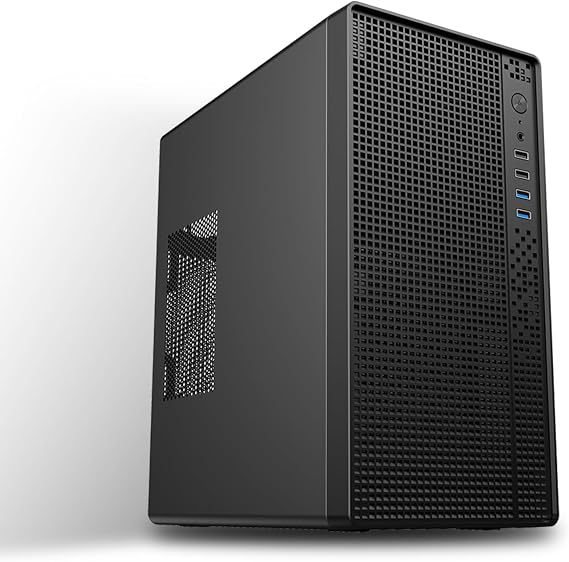 Micro ATX computer case, matx mini-tower pc chassis with 0.8mm thickened SPCC frame, small form factor desktop case for home and office, support MATX/ITX motherboard, no fan included