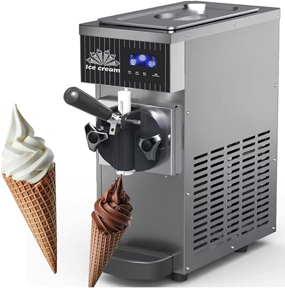 Soft Serve Ice Cream Machine, Countertop Maker with LCD Panel, Single Flavor, 750W