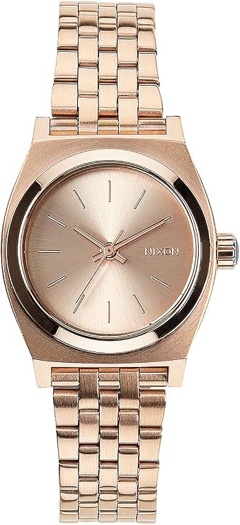 NIXON Small Time Teller A399 - 100m Water Resistant Analog Classic Watch (26mm Watch Face, 12mm-14mm Custom 5 Link Stainless Steel Band)