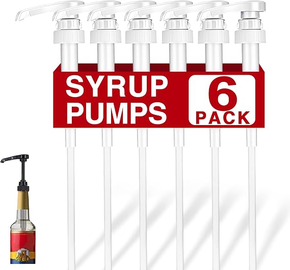 6pcs White Leak Proof Coffee Syrup Pump Dispenser for 750ml Bottle