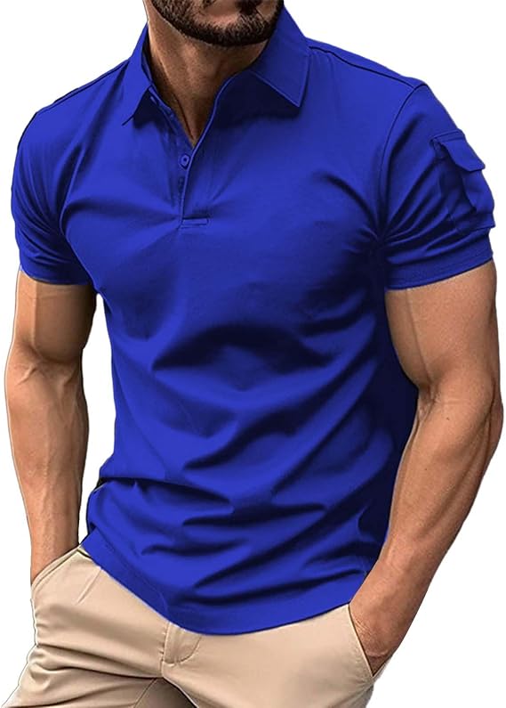 Mens Tactical Polo Shirts, Dry Fit Lightweight Golf Shirts Outdoor UPF 50+ Pique Shirt, Athletic Daily Short Sleeve