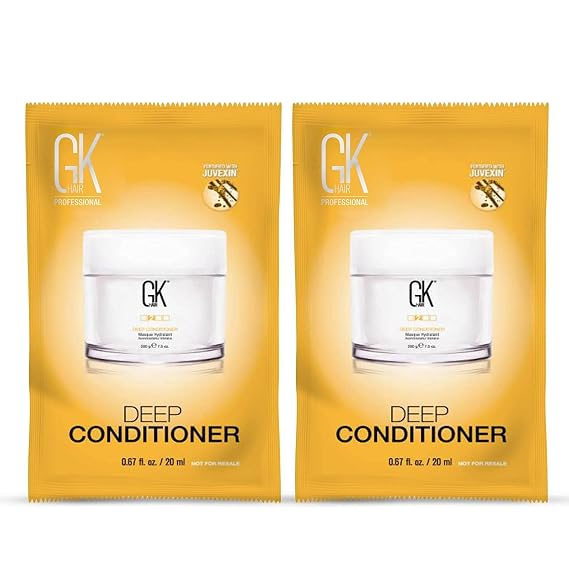 GK HAIR Deep Conditioner Hair Masque 0.67 Oz Pack of 2 Travel Size Hydrating Hair Mask with Jojoba Oil & Natural Grain Extracts, Repair Treatment for Dry Damaged Hair, Anti Frizz
