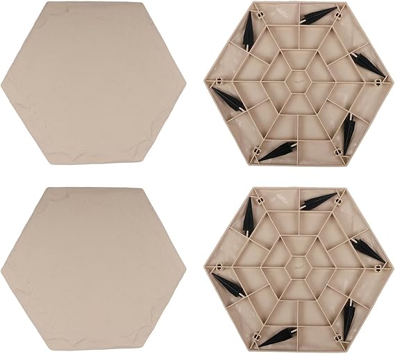 4Pcs Outdoor Stepping Stones Outdoor Garden Walkway, Weather-Proof Garden Yard Lawn Patio Decorative Stone Walkway Pathway Pavers Round Square Hexagon Landscaping Stone Beige Hexagon
